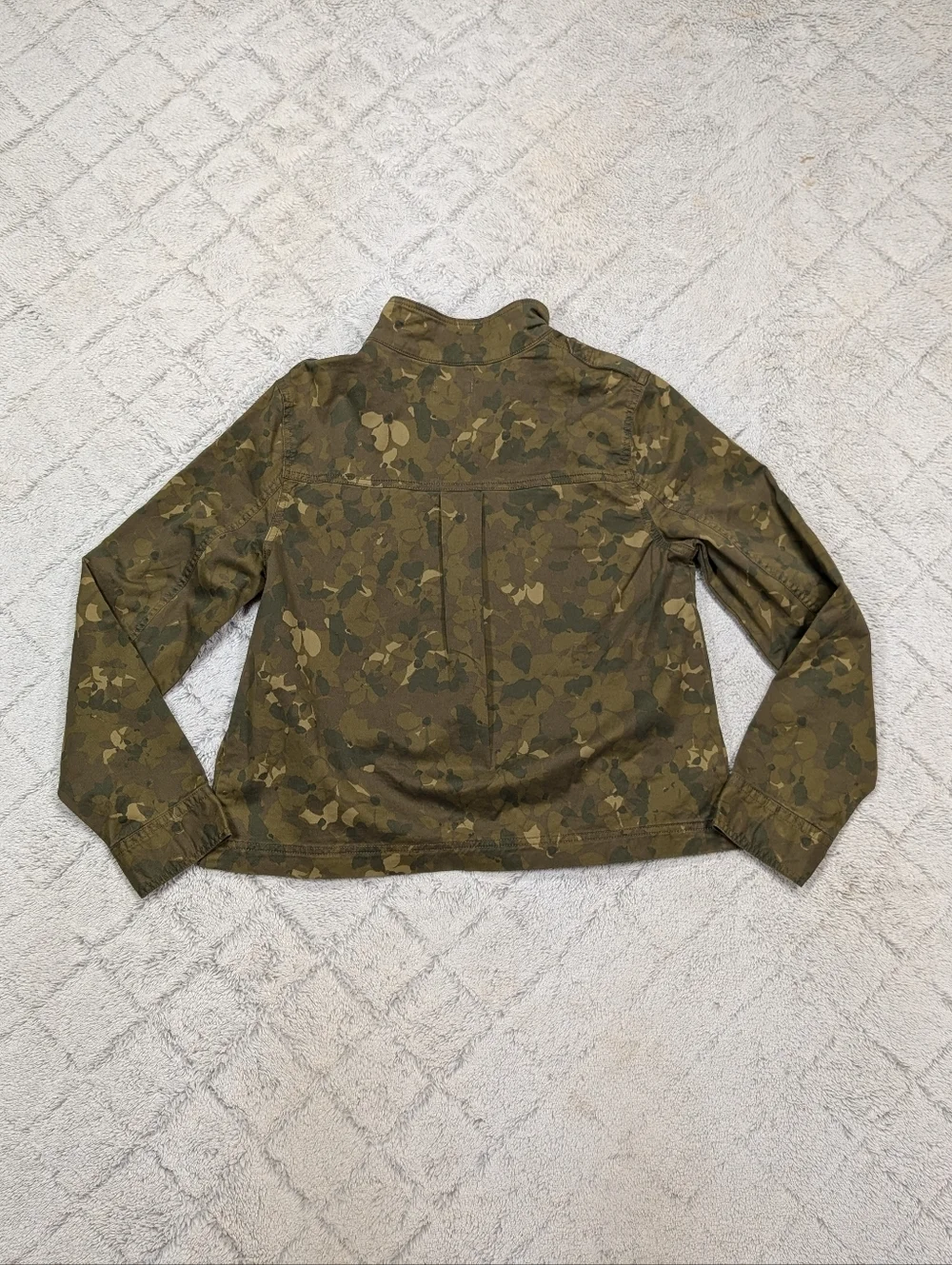 Garnet Hill Jacket Womens 4 Green Army Floral Camo Cotton Utility Casual Outdoor